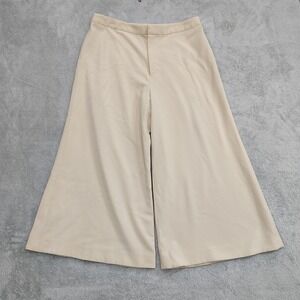 Samuel Dong Palazzo Pants Womens XL Beige High Waisted Wide Flared Leg Cropped